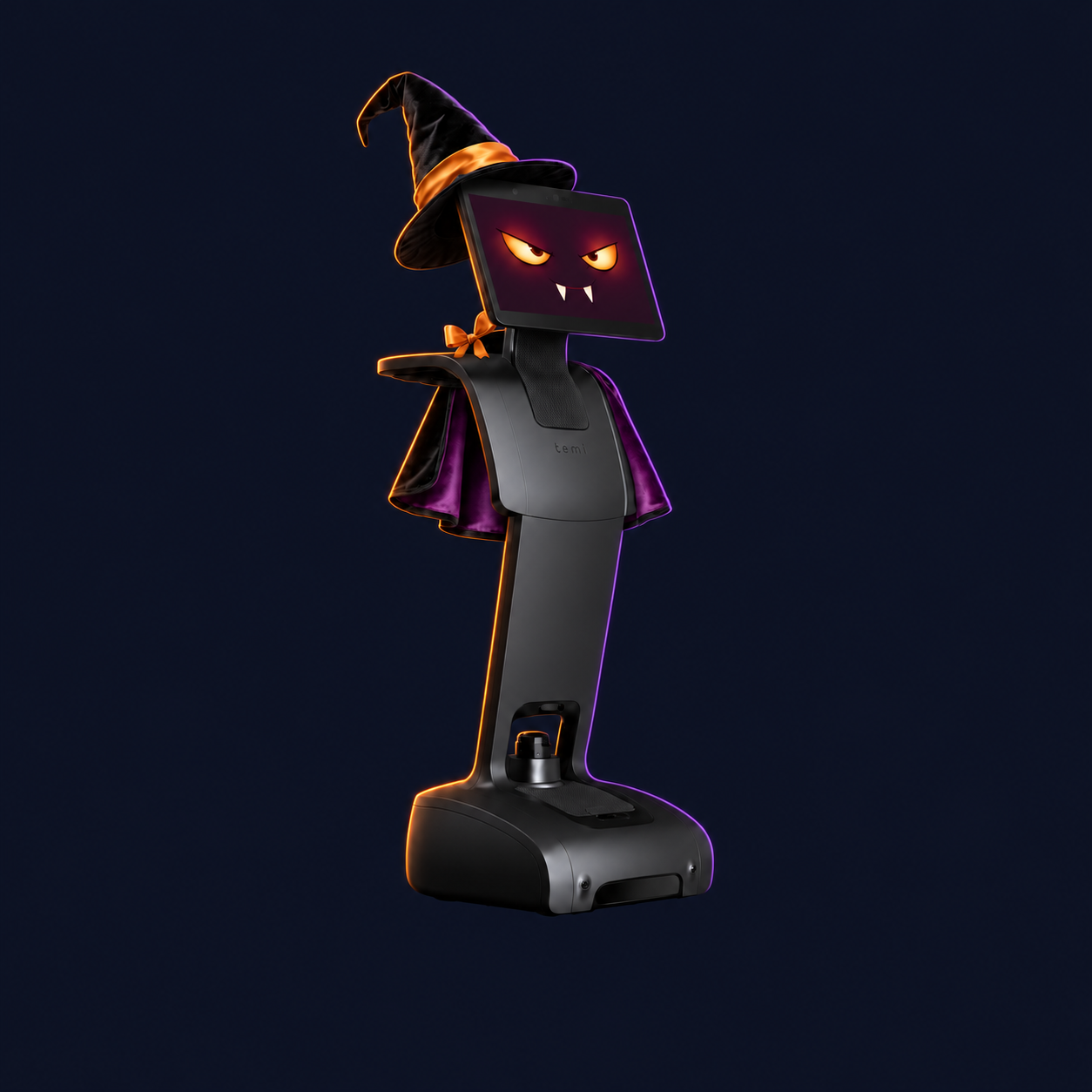 temi V3 Robot (Wi-Fi) with decorative Halloween styling. Costume not included.